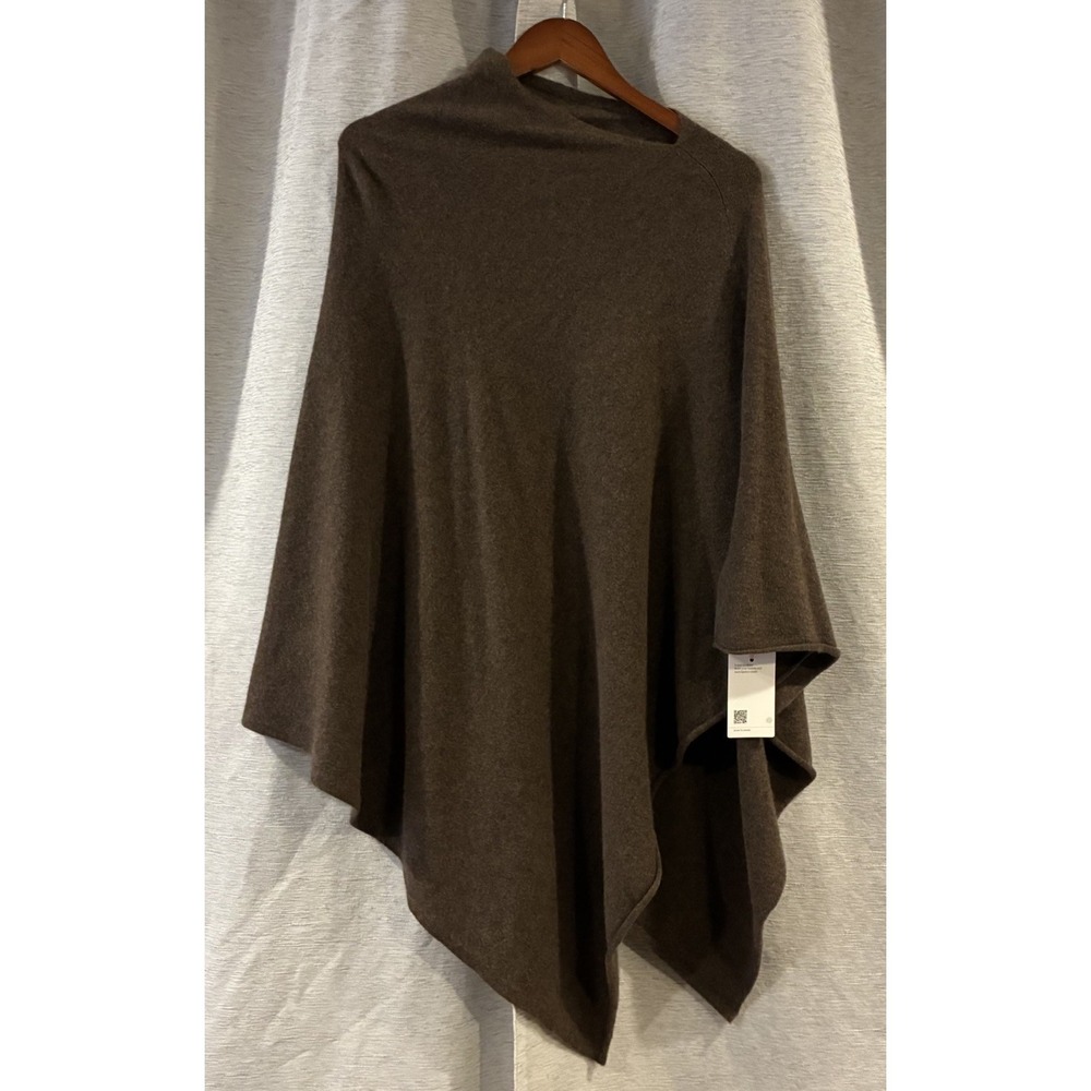 Quince Mongolian Cashmere Brown Poncho NWT Quiet Luxury One Size